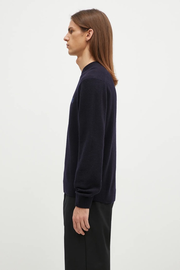 Maison Kitsuné maglione in lana Bold Fox Head Patch NM00805KT1006 blu navy AW24
