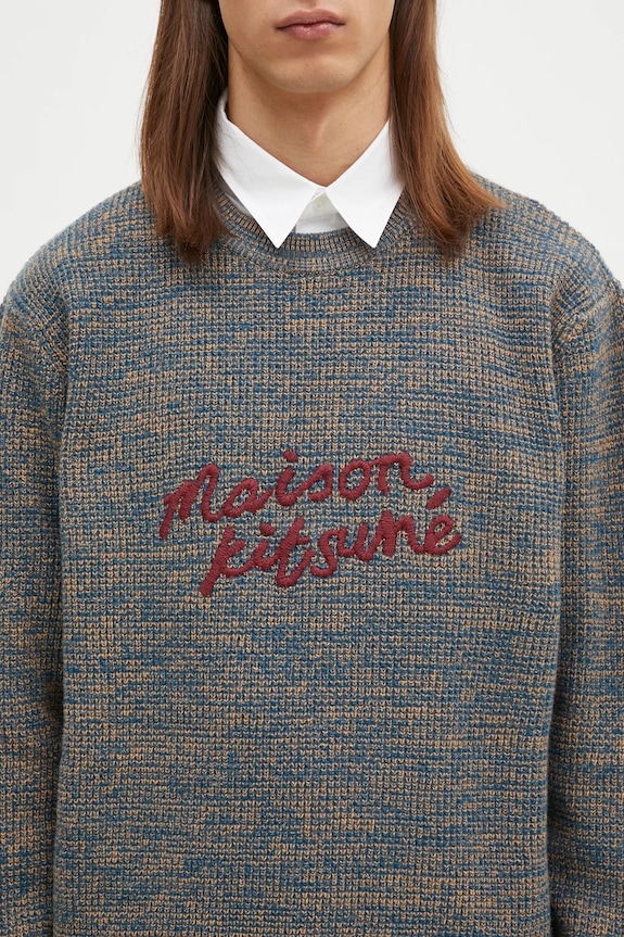 Maison Kitsuné woolen jumper Maison Kitsune Handwriting blue LM00814KT1063