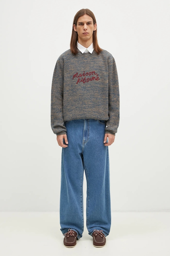 Maison Kitsuné woolen jumper Maison Kitsune Handwriting LM00814KT1063 blue