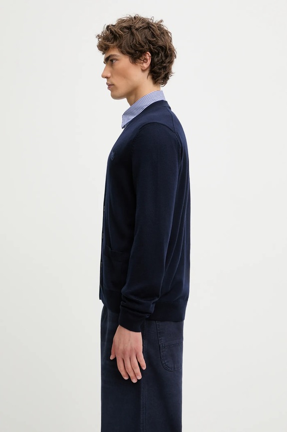 Μάλλινη ζακέτα Maison Kitsuné Bold Fox Head Patch MM00509KT1036 σκούρο μπλε SS25
