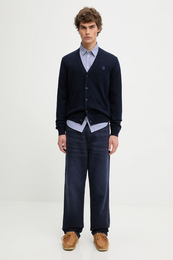 Вовняний кардиган Maison Kitsuné Bold Fox Head Patch MM00509KT1036 темно-синій