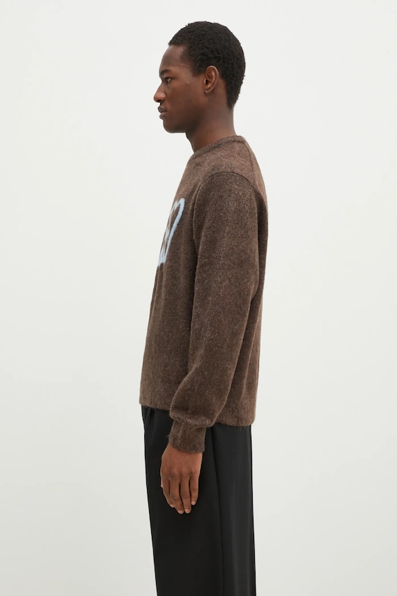 Svetr thisisneverthat Heart Logo Knit Sweater TN243KKNPK11 hnědá AW24