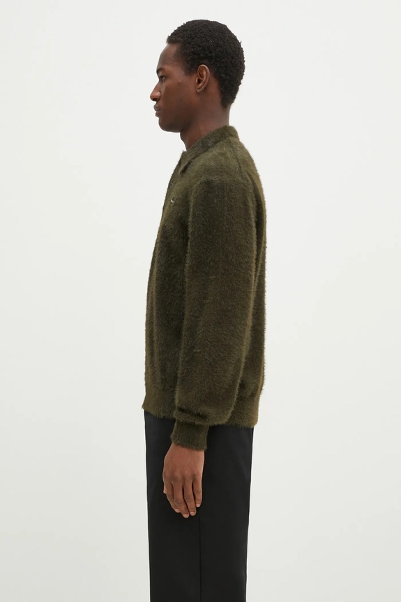 thisisneverthat maglione SCT-Logo Shaggy Knit Polo TN243KKNPK08 verde AW24