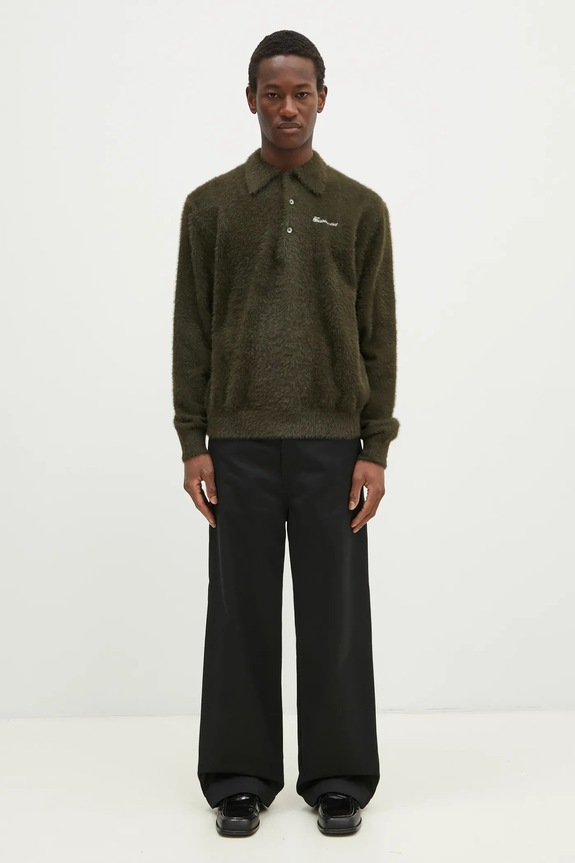 thisisneverthat maglione SCT-Logo Shaggy Knit Polo TN243KKNPK08 verde