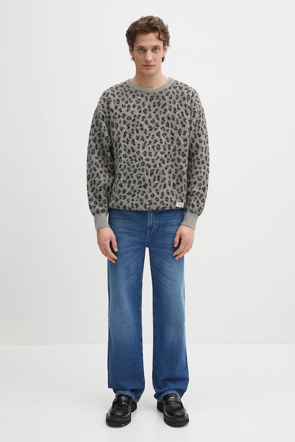 Шерстяной свитер Wacko Maria Leopard Mohair 24FW.WMK.KN11 серый