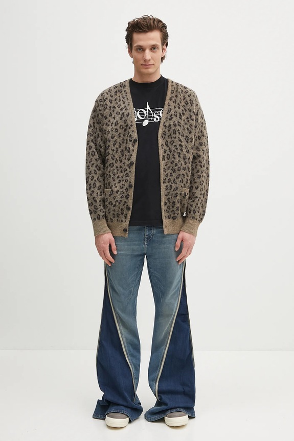 Vlnený kardigán Wacko Maria Leopard Mohair 24FW.WMK.KN12 hnedá