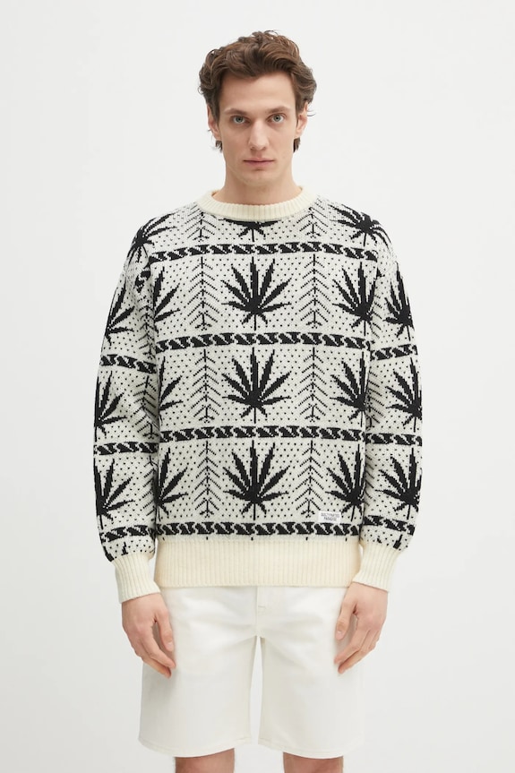 Vlnený sveter Wacko Maria Hightimes vzorovaný béžová HIGHTIMES.WM.KN05