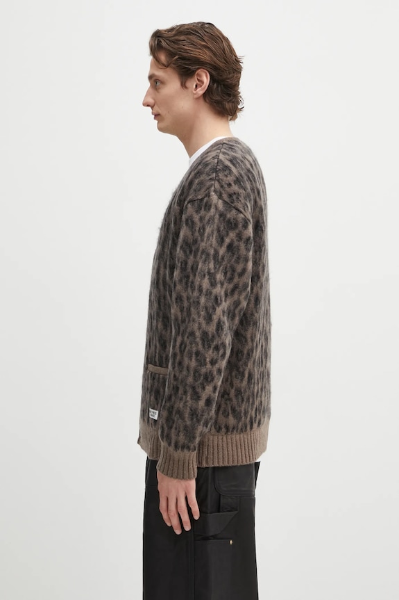 Шерстяной кардиган Wacko Maria Leopard Heavy 24FW.WMK.KN10 коричневый AW24
