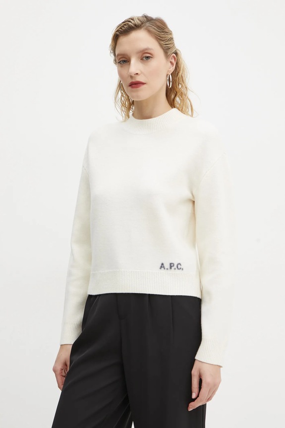 A.P.C. pulover de lana pull esther grosime medie bej WVBDK.F23373