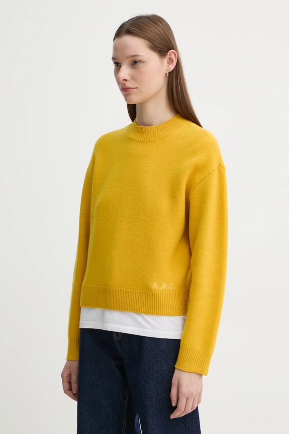 A.P.C. pulover de lana pull esther grosime medie galben WVBDK.F23373