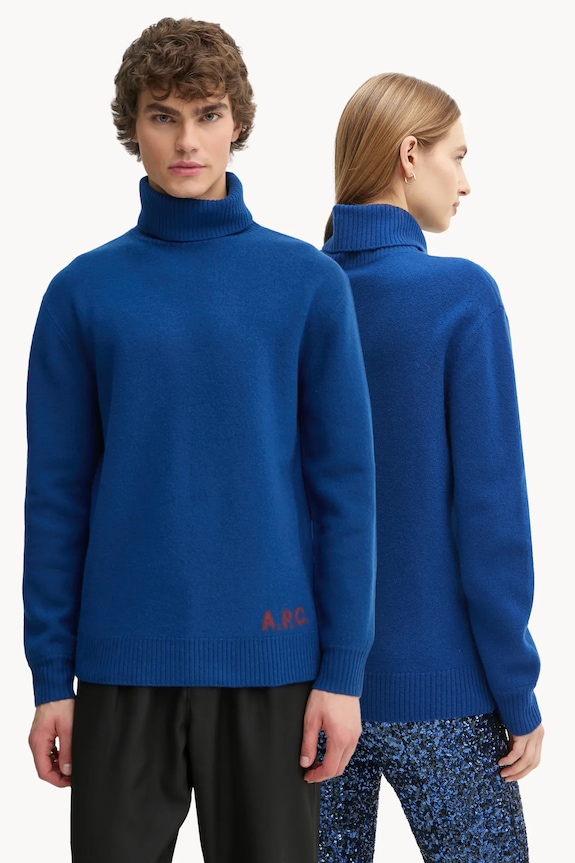 A.P.C. pulover de lana pull walter grosime medie bleumarin WVBDK.M23248