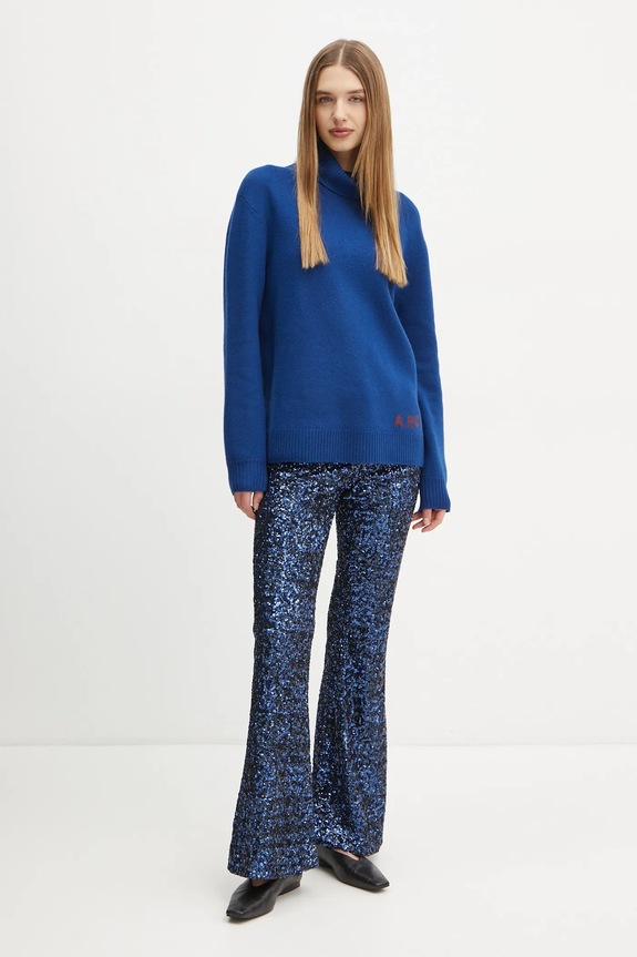 Îmbrăcăminte A.P.C. pulover de lana pull walter WVBDK.M23248 bleumarin