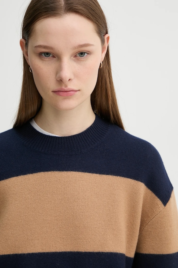 Vlnený sveter A.P.C. pull penny tmavomodrá WVBDL.F23370