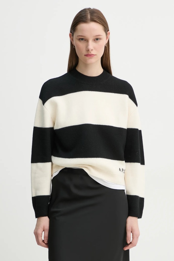 A.P.C. pulover de lana pull penny grosime medie negru WVBDL.F23370