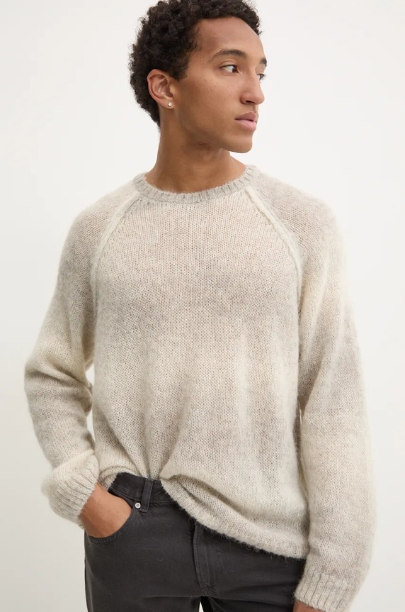 A.P.C. gyapjú pulóver pull mavericks WPABI.M23396 bézs AW24