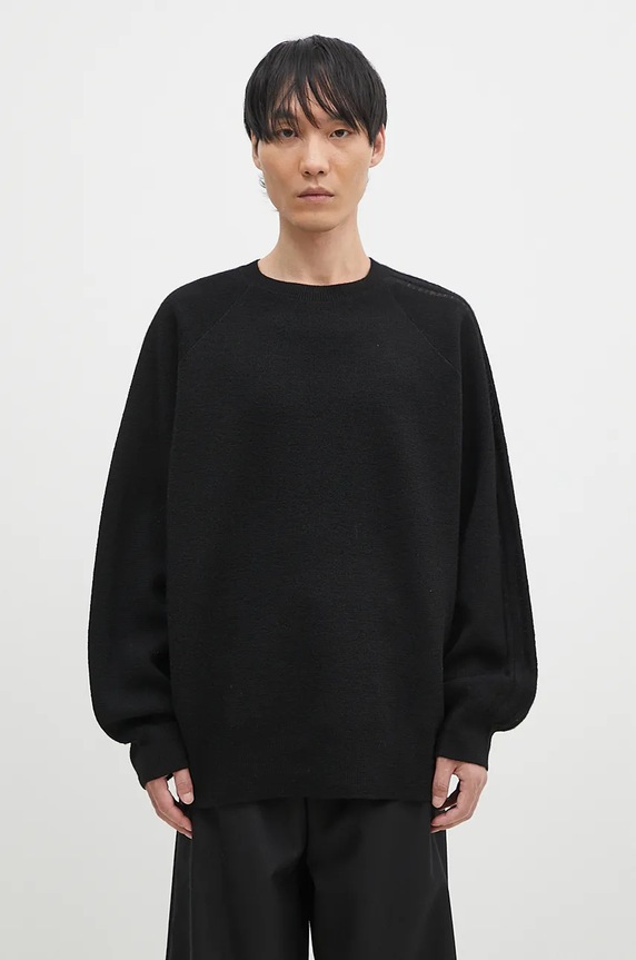 Y-3 sweter wełniany 3-S Knit Crew okrągły czarny IW7483
