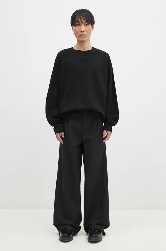 Y-3 sweter wełniany 3-S Knit Crew czarny IW7483
