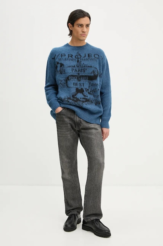 Дрехи Пуловер с мохер Y/Project PARIS' BEST JACQUARD PULLOVER 206SW001 син