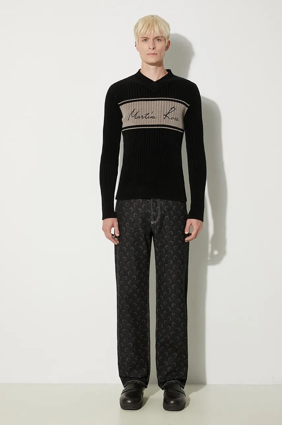 Одежда Свитер Martine Rose Chenille V-Neck Jumper 946YA02008 чёрный