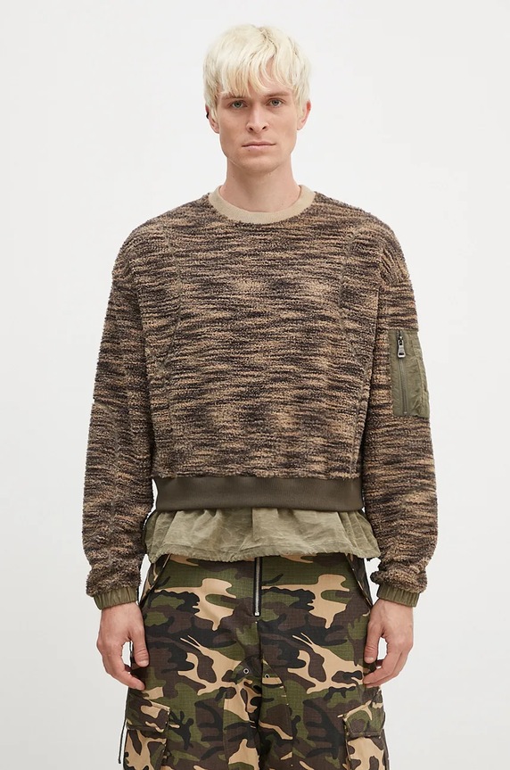 Andersson Bell jumper Layered Fleece Sweater all-over print green atb1171m