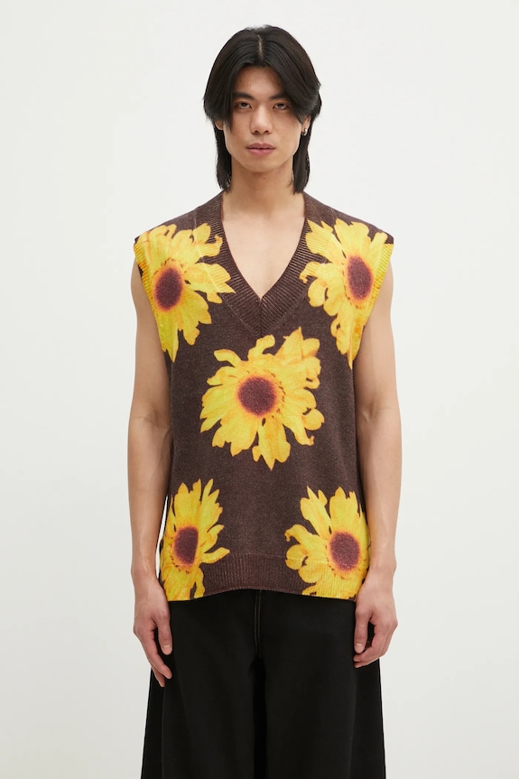 Vuneni prsluk JW Anderson Printed Vest s uzorkom smeđa KW1305.YN0008.685