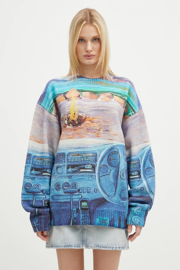 Шерстяной свитер JW Anderson Printed Jumper KW1294.YN0373.835 голубой AW24
