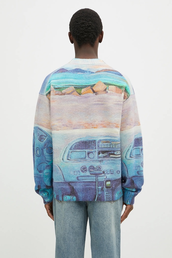 Одежда Шерстяной свитер JW Anderson Printed Jumper KW1294.YN0373.835 голубой
