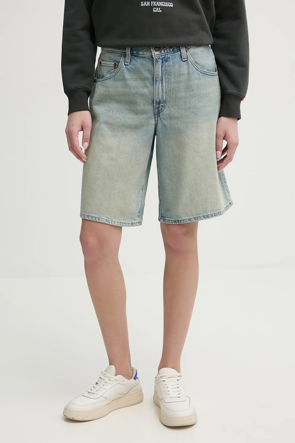 Rifľové krátke nohavice Levi's BAGGY DAD bavlna modrá 000MJ