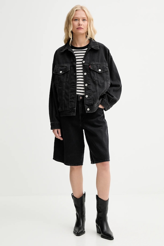 Levi's pantaloni scurți jeans BAGGY DAD 000MJ negru AA00