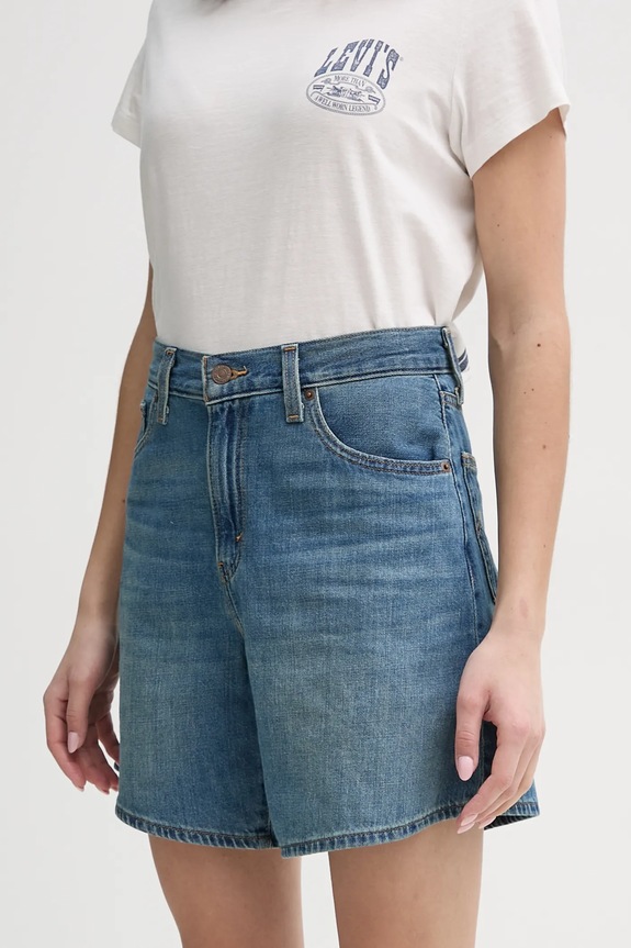 Levi's pantaloni scurti jeans HIGH BAGGY SHORT bumbac albastru A9311