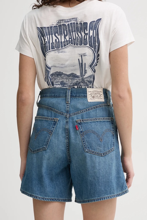 Îmbrăcăminte Levi's pantaloni scurti jeans HIGH BAGGY SHORT A9311 albastru