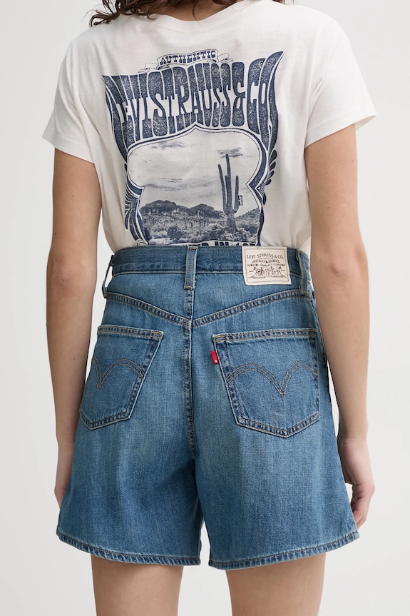 Îmbrăcăminte Levi's pantaloni scurti jeans HIGH BAGGY SHORT A9311 albastru