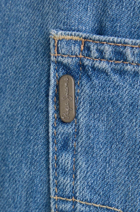 Rifľové krátke nohavice Pepe Jeans RELAXED SHORT HW WORKER PL801136 hnedá