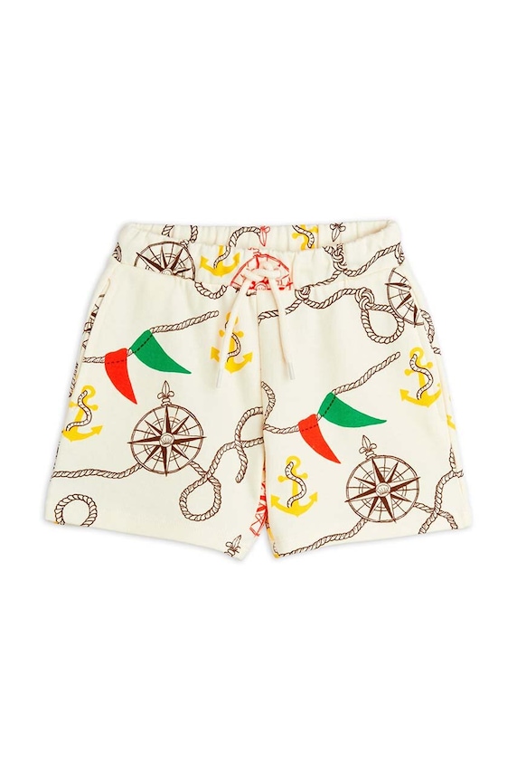 Detské bavlnené šortky Mini Rodini Nautical 2463011000 béžová AW24