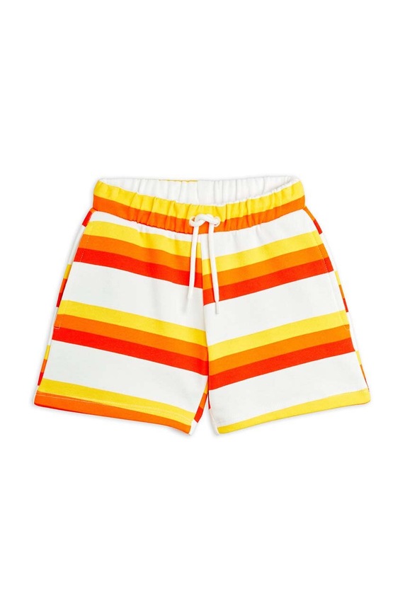 Детски памучен къс панталон Mini Rodini Stripe 2463011800 оранжев AW24