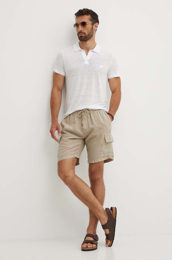 Ľanové šortky Vilebrequin BAIE BAIU3U01 béžová AA00