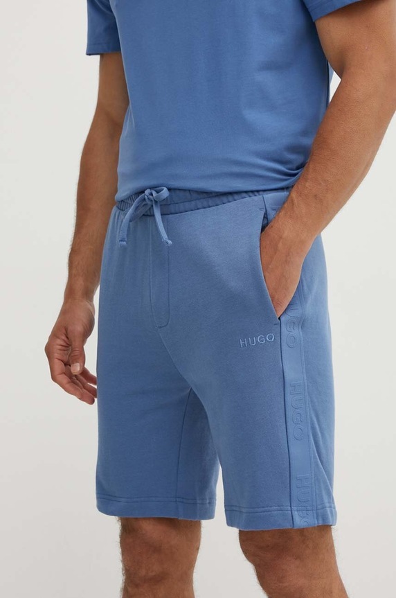 HUGO szorty bawełniane lounge bawełna niebieski 50520492