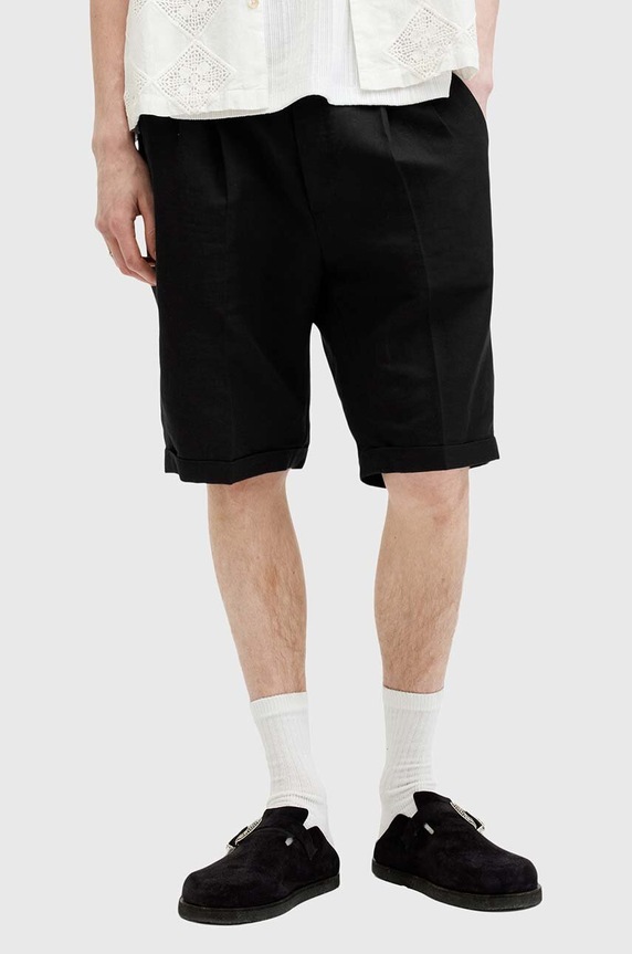 AllSaints pantaloni scurti din in ORA TALLIS M013TA negru SS25