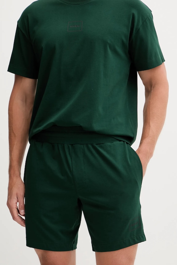 HUGO pyžamové šortky pánske s bavlnou Laze Shorts CW zelená 50525247
