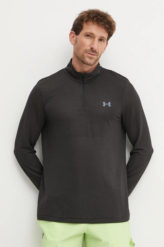 Dukserica za trčanje Under Armour Seamless Stride bez kapuljače crna 1378168