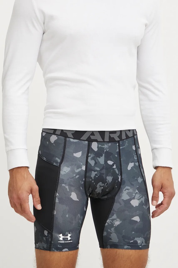 Under Armour pantaloni scurți de antrenament HeatGear Printed tricotaj negru 1386939