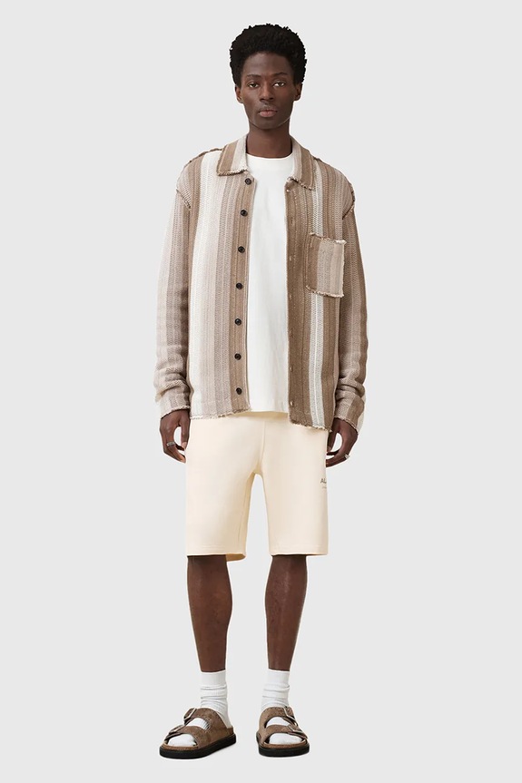 Βαμβακερό σορτσάκι AllSaints UNDRGRND SWEATSHORT βαμβάκι μπεζ M002TC