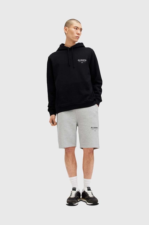 Bavlnené šortky AllSaints UNDRGRND SWEATSHORT potlač sivá M002TC