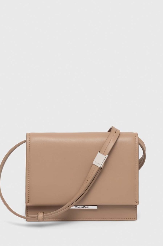 Calvin Klein torebka nie mieści A4 beżowy K60K612115