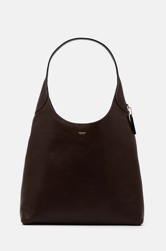 Coach leather handbag strapless brown CU044