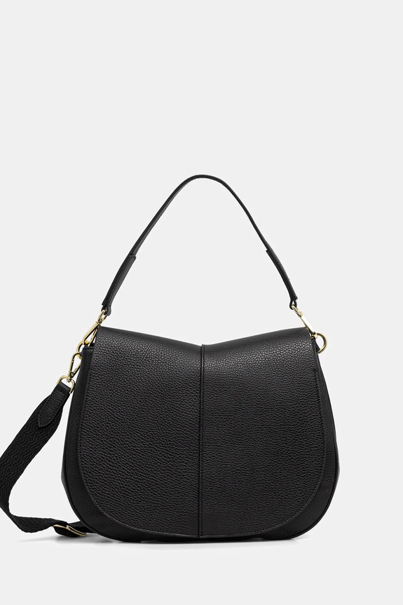 Kožená kabelka Gianni Chiarini HELENA ROUND usňová koža čierna BS.6037/COMM.GRN
