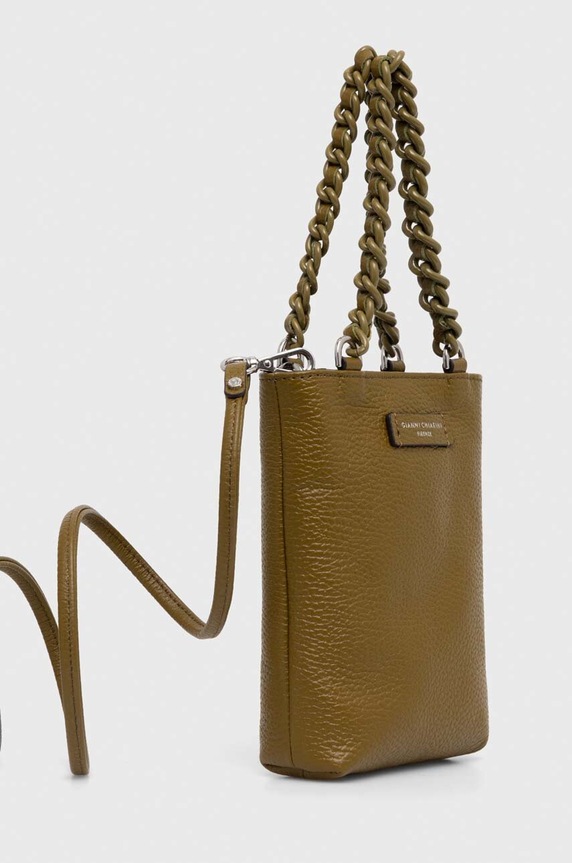 Kožená kabelka Gianni Chiarini CAMILLA BS.9590/COMM.GRN zelená AW24