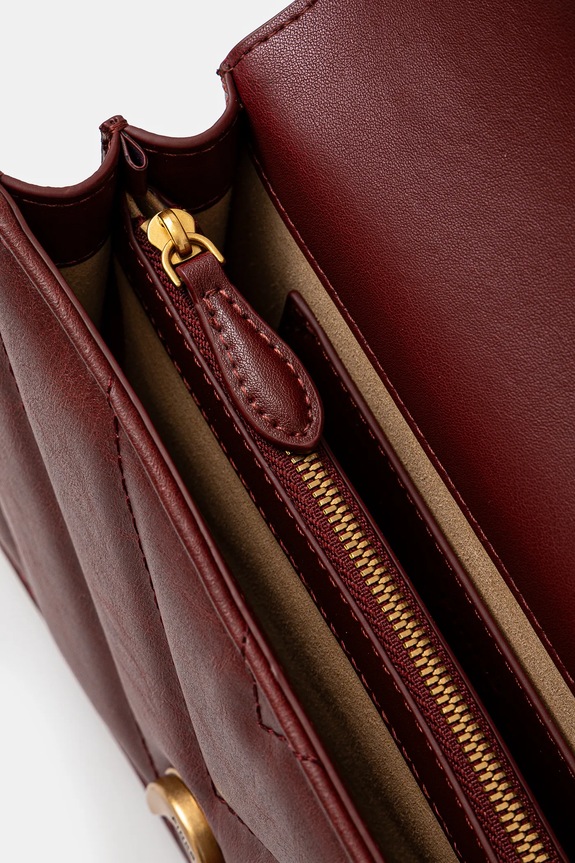 Δερμάτινη τσάντα Pinko 100074.A1UR μπορντό