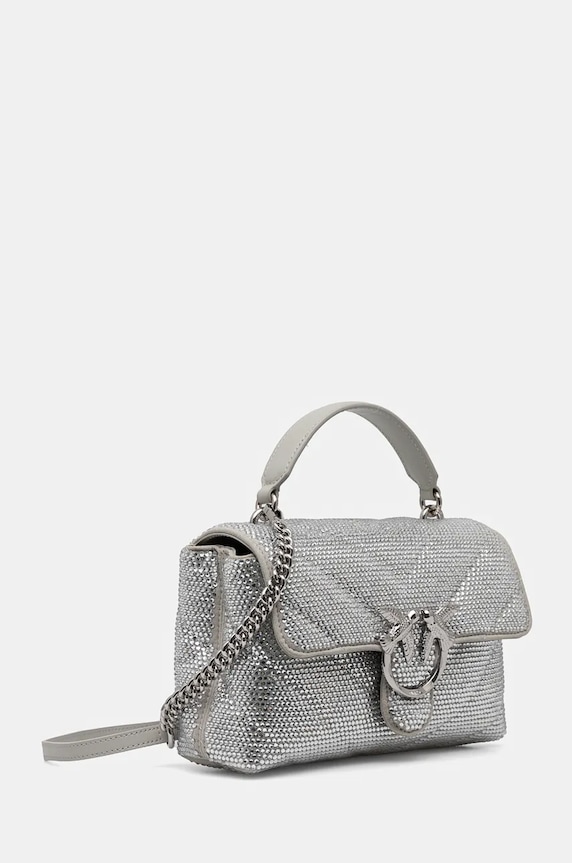 Pinko geanta de mana din piele intoarsa 100044.A217 argintiu AW24