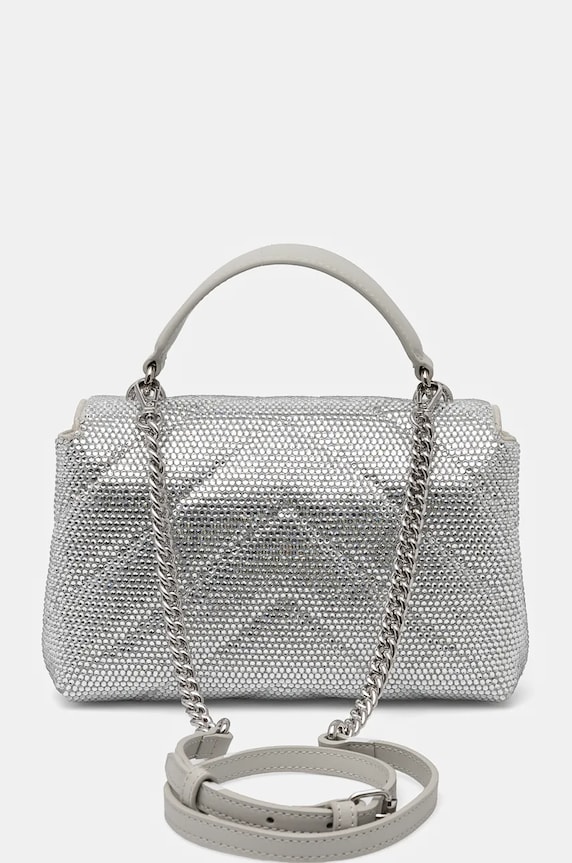 Accesorii Pinko geanta de mana din piele intoarsa 100044.A217 argintiu